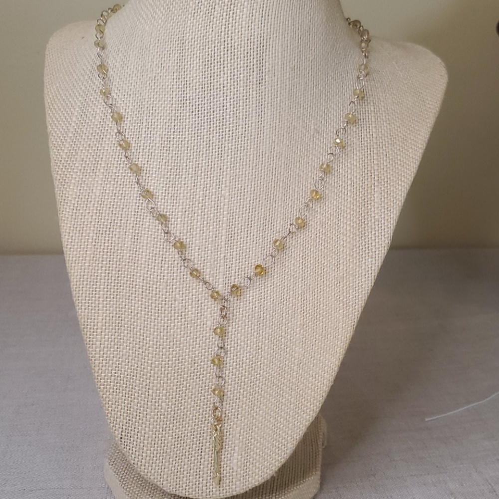 Gold plated and gold Beaded necklace w arrow charm